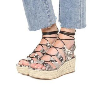 NWOB Michael Michael Kors Sofia Leather Espadrille Wedge Sandals